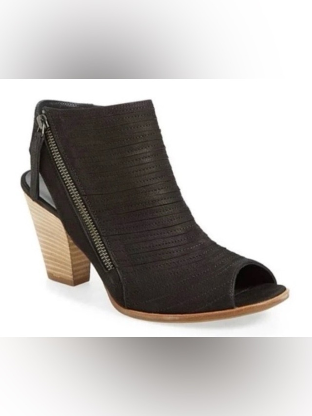 PAUL GREEN Cayanne Black Leather Heeled Peep Toe Booties Size 5.5 (UK 3.5)